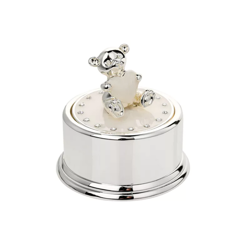 TEDDY ROUND SILIVER MUSIC BOX