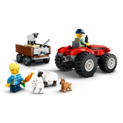 60461 Red Farm Tractor with Trailer & Sheep