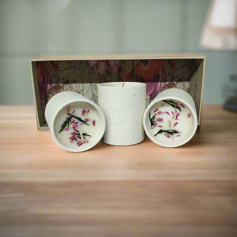 Irish Botanicals wildflowers elberberry & nettle candles trio set. Mulveys.ie