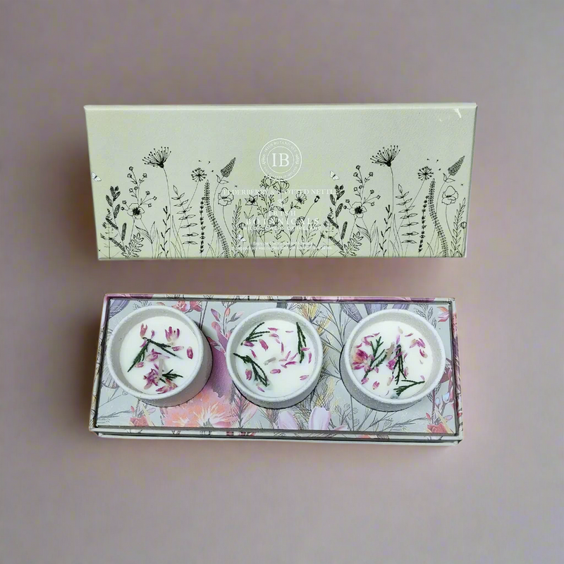 Irish Botanicals wildflowers elberberry & nettle candles trio set. Mulveys.ie