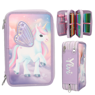 Ylvi Triple Pencil Case With Appliquéd Wing. Mulveys.ie
