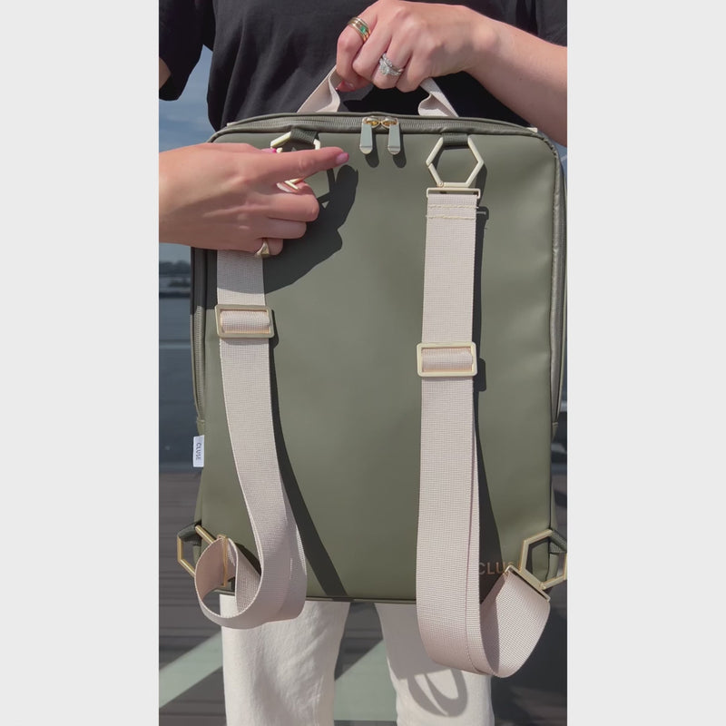Cluse Le Réversible Backpack, Dark Green Moss, Gold Colour