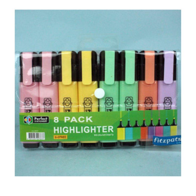 Highlighters Large Pastel Colours 8 Pack mulveys.ie nationwide shipping