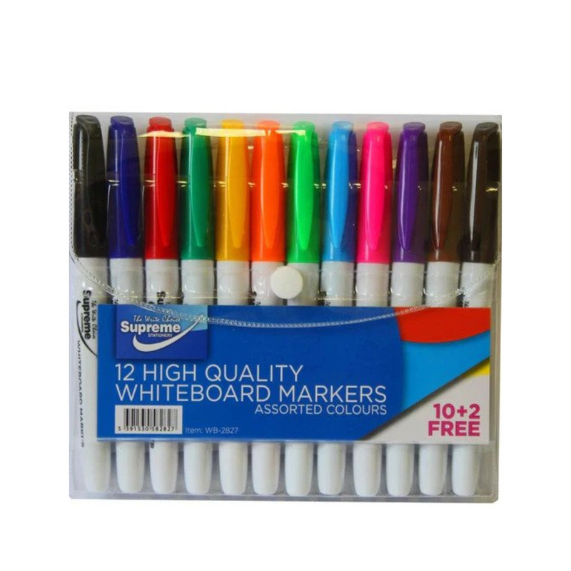 Supreme - Slim Whiteboard Markers - 12 Pack