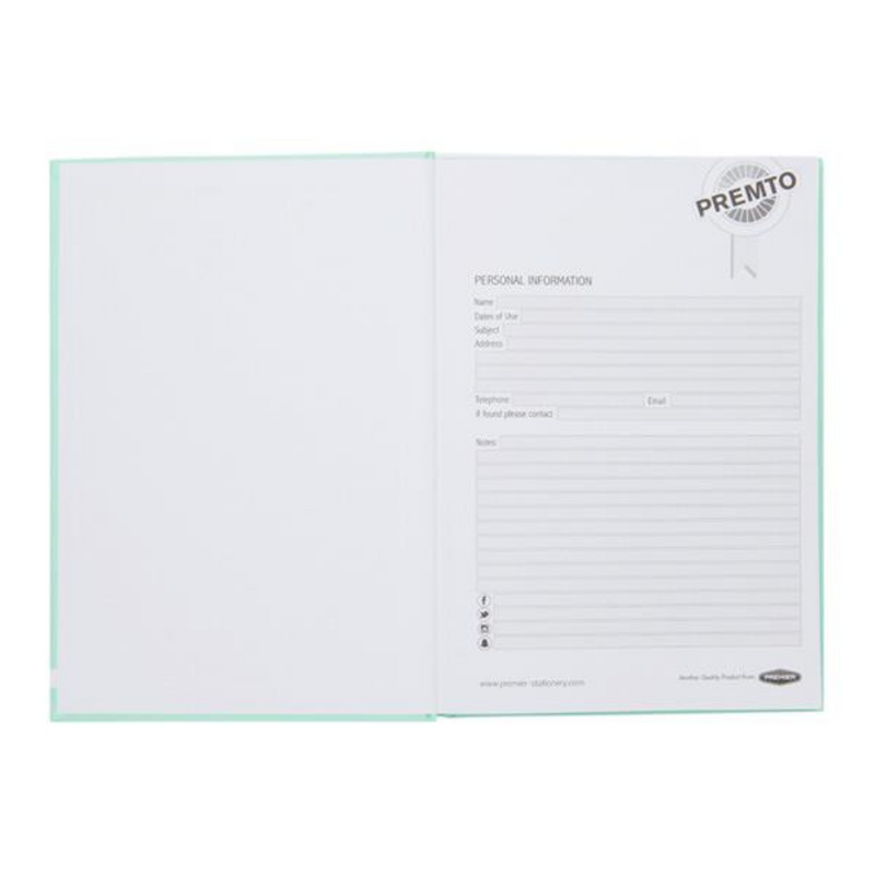 Premto Pastel A5 160pg Hardcover Notebook - Mint Magic