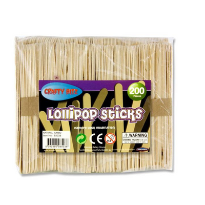 Crafty Bitz Bag 200 Jumbo Lollipop Sticks - Natural mulveys.ie nationwide shipping