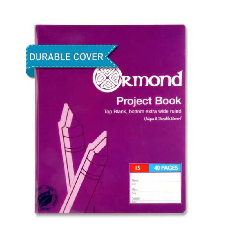 Ormond 40pg No.15 Durable Cover Project Book mulveys.ie nationwide shipping