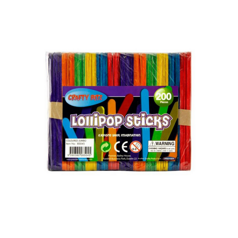 Crafty Bitz Bag 200 Jumbo Lollipop Sticks - Coloured mulveys.ie nationwide shipping