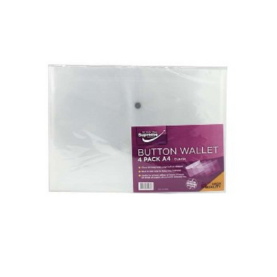 BUTTON WALLET A4 CLEAR 4PK mulveys.ie nationwide shipping