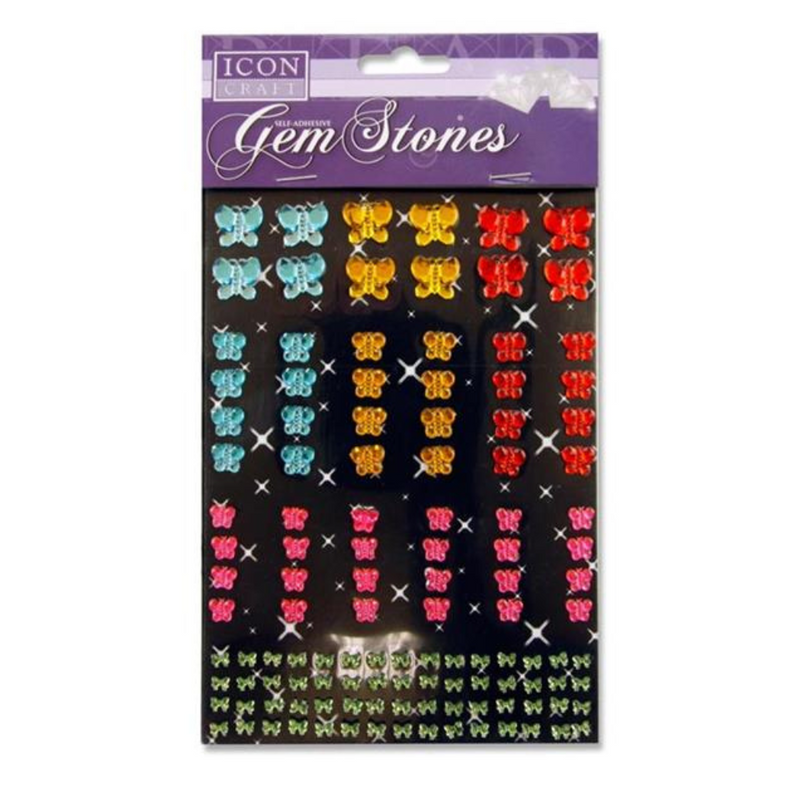 Icon Craft Pkt.120 Self Adhesive Gem Stones - Butterfly Asst. mulveys.ie nationwide shipping
