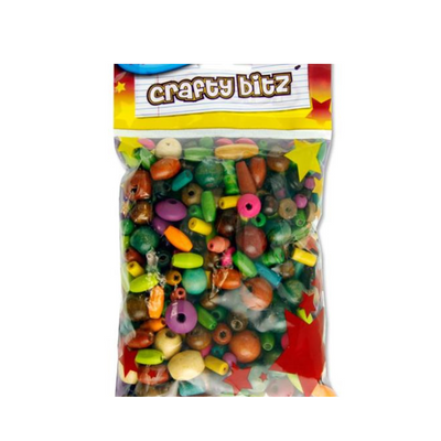 Crafty Bitz 100g Pack Coloured Wooden Beads mulveys.ie nationwide shipping