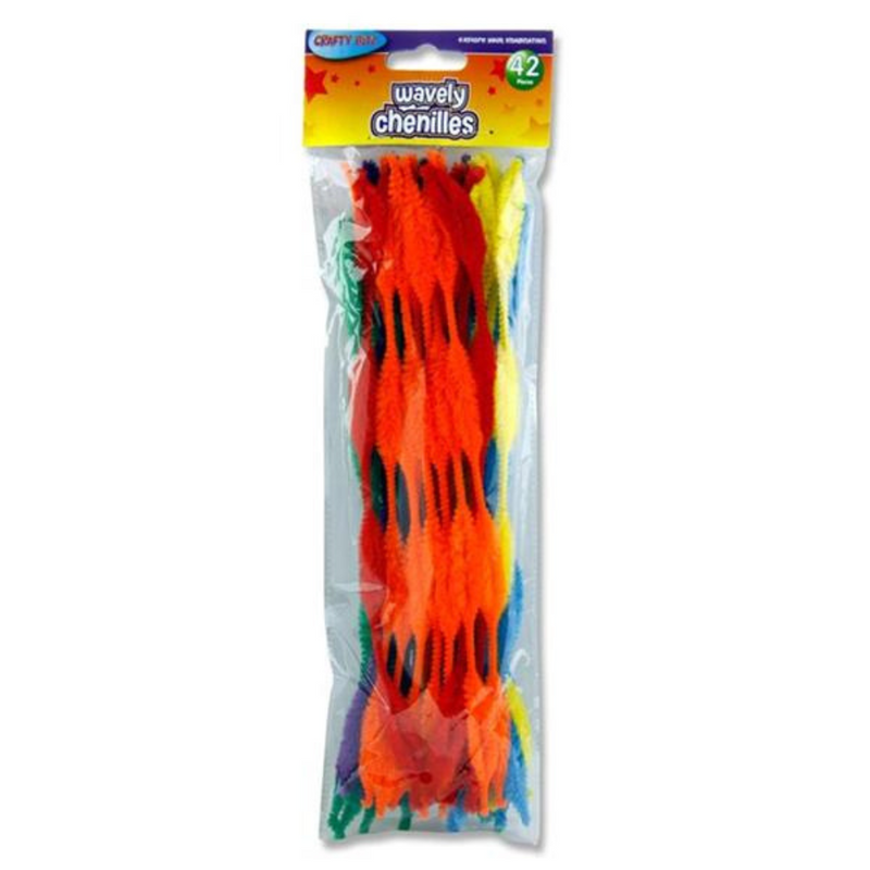 Crafty Bitz Pkt.42 Wavely Chenille Pipe Cleaners mulveys.ie nationwide shipping