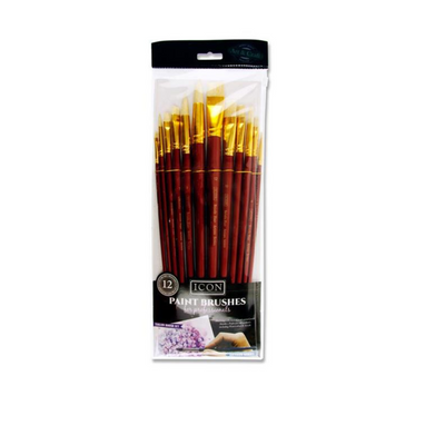 Icon ArtIcon 12pce Long Handle Brush Set - Firm White Bristle mulveys.ie nationwide shipping