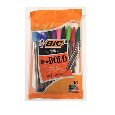 Bic Cristal Xtra-Bold Ball Pens 10 Count Pack, Assorted Ink by BIC mulveys.ie nationwide shipping