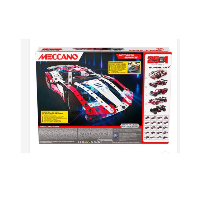 Meccano 25-in-1 Motorized Supercar STEM Model Building Kit