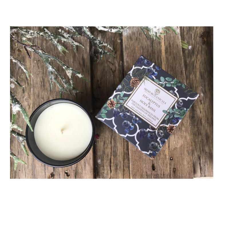 IRISH BOTANICALS- EUCALYPTUS AND HOLY BASIL- CANDLE