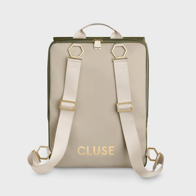 Le Réversible Backpack, Dark Green Moss, Gold Colour mulveys.ie nationwide shipping