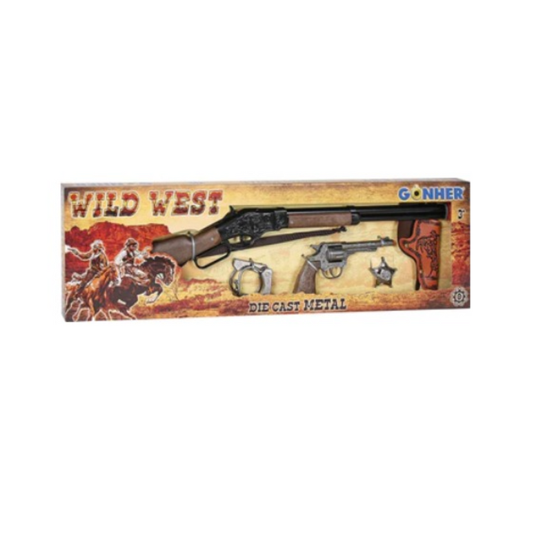 GONHER WILD WEST TOY SET WITH REVOLVER & RIFLE