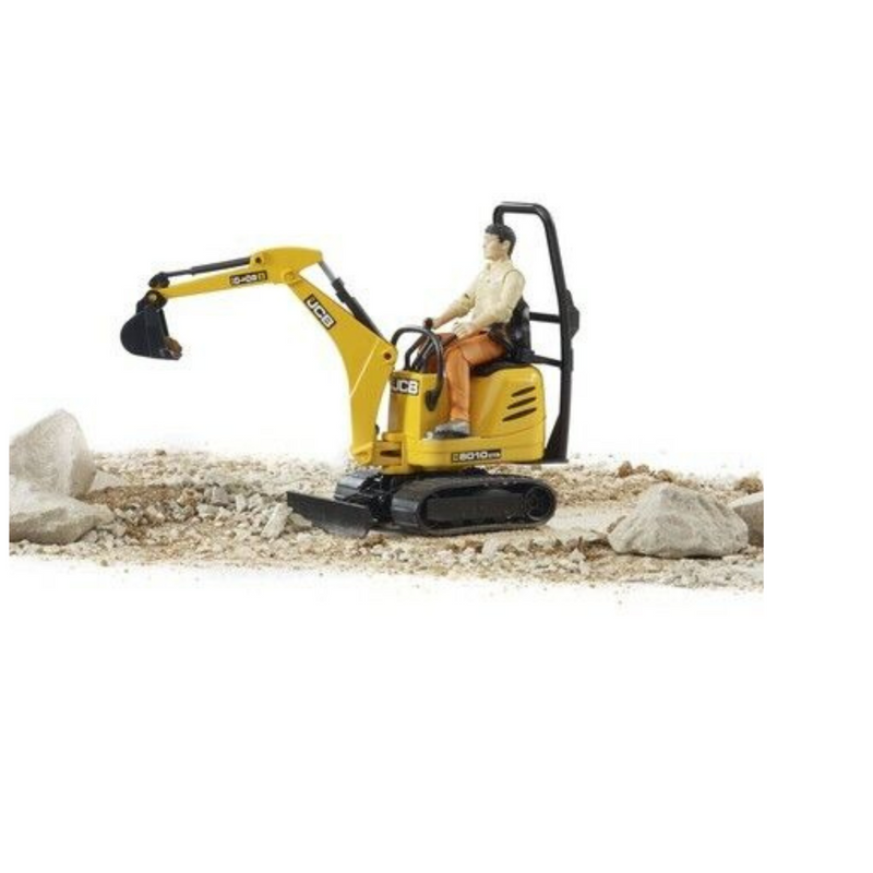 BRUDER JCB MICRO EXCAVATOR 8010 CTS & CONSTRUCTION WORKER TOY