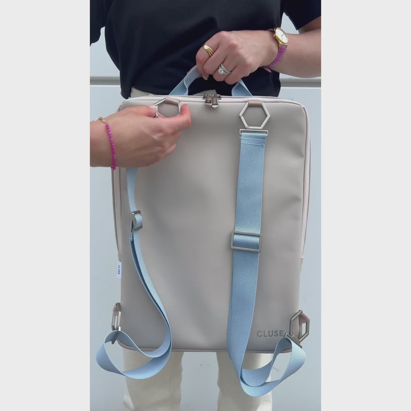Cluse Le Réversible Backpack, Beige Light Blue, Silver Colour mulveys.ie nationwide shipping