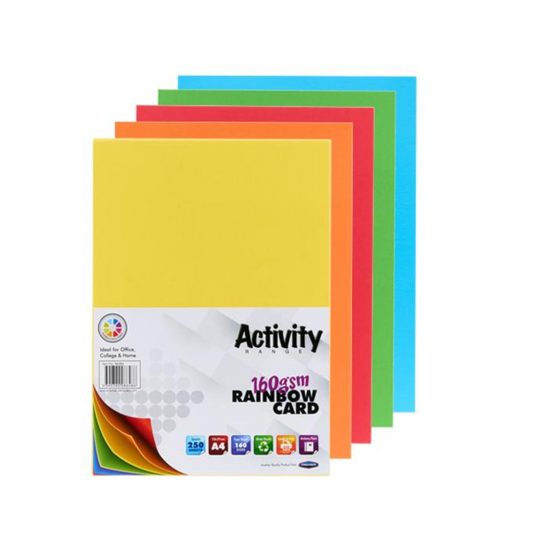 Premier Activity A4 160gsm Card 250 Sheets - Rainbow mulvleys.ie nationwide shipping