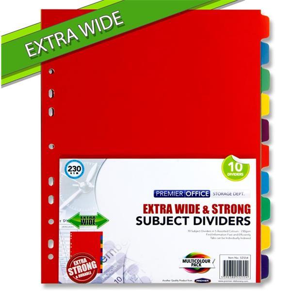 10 Part  Premier Office Extra Wide 230gsm Subject Dividers - 10 Part