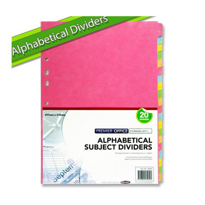 Premier Office 160gsm A-z Subject Dividers - 20 Part mulveys.ie nationwide shipping